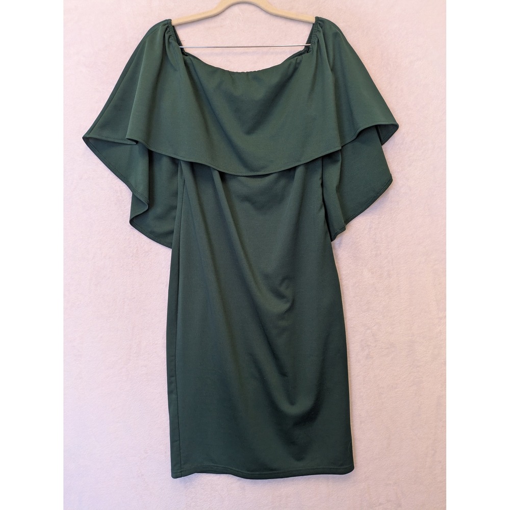 Grace Karin Women's Size M Off Shoulder Ruffle Midi Emerald Green Dress